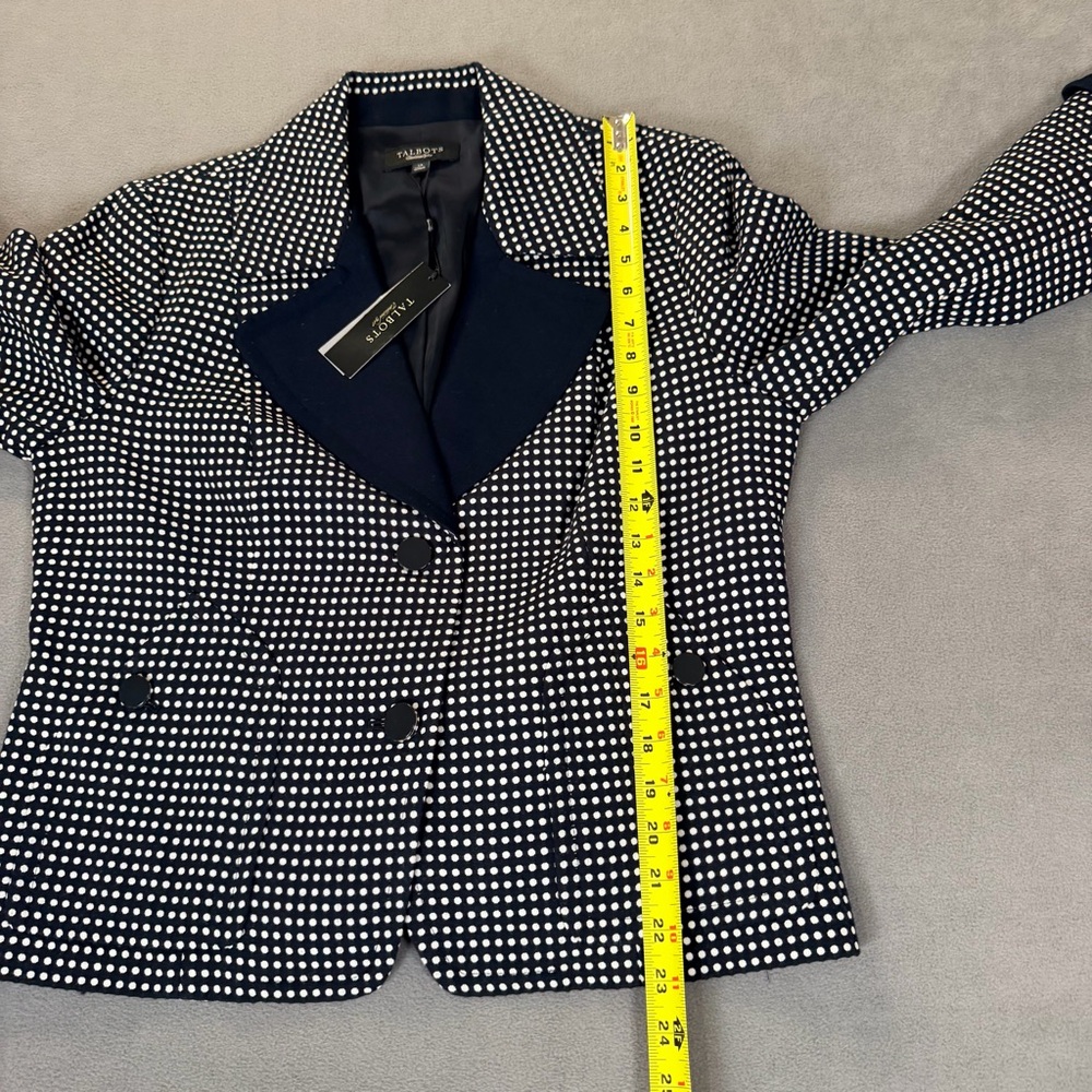 Talbots The Grace Fit Flatteringly Classic $179 Navy Polka Dot Women's Blazer-14 - Picture 9 of 13